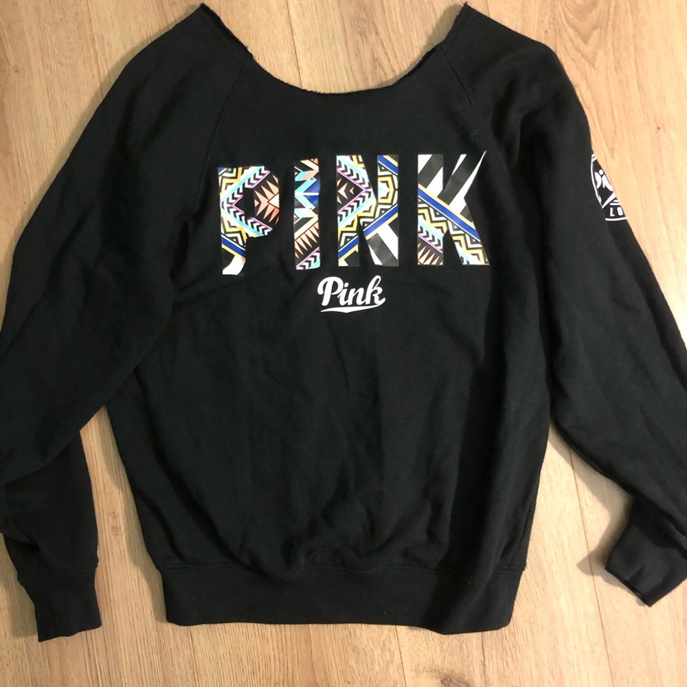VS Pink off shoulder crew sweater